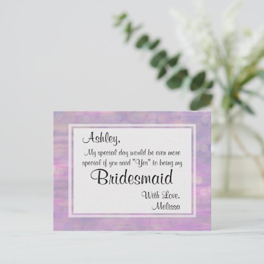 Butterfly - Werden Sie meine Bridesmaid? Einladungspostkarte (Stehend Vorderseite)