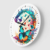 Butterfly Whimsy Große Wanduhr (Winkel)