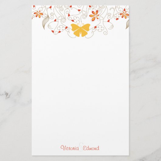 Butterfly Whimsy Personalisiert Stationery Briefpapier (Vorderseite)