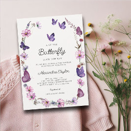 Butterfly Wild Lila Mauve Pink Baby Girl Dusche Einladung