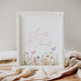 Butterfly Wildblume Baby Dusche Süßigkeiten und Le Poster