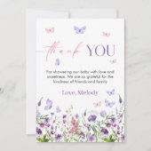 Butterfly Wildblume Babydusche Danke Karte (Vorderseite)