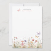 Butterfly Wildblume Babydusche Dankeskarte (Vorderseite)