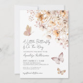 Butterfly Wildblume Babydusche Einladung (Vorderseite)