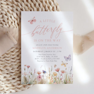 Butterfly Wildblume Babydusche Einladung