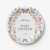 Butterfly Wildblume Babydusche Pappteller (Vorderseite)