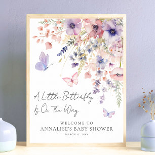 Butterfly Wildblume Babydusche Poster