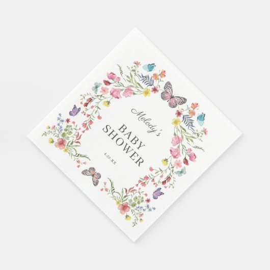 Butterfly Wildblume Babydusche Serviette (Ecke)