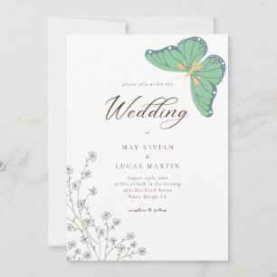 Butterfly Wildblume Calligrafy Wedding Einladung