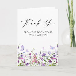 Butterfly-Wildblume Danke, geklappte Grußkarte Karte