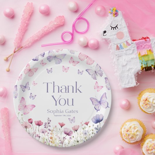 Butterfly-Wildblume Danke Pappteller (Party)