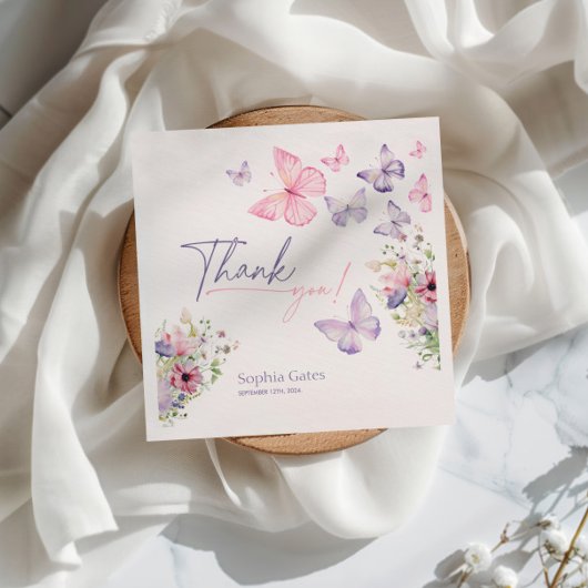 Butterfly-Wildblume Danke Serviette