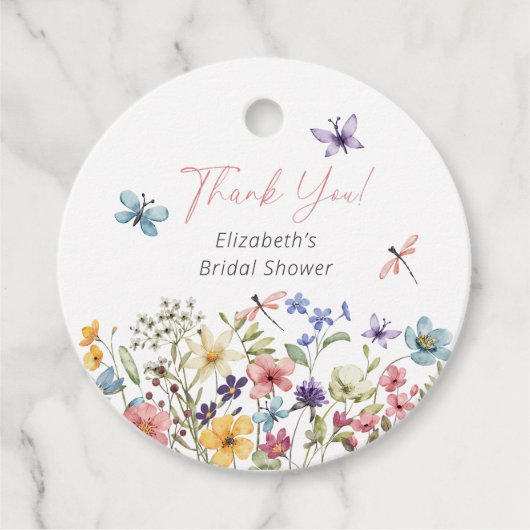 Butterfly Wildblume Garden Brautparty Geschenkanhänger (Vorderseite)