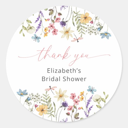 Butterfly Wildblume Garden Brautparty Runder Aufkleber (Vorderseite)