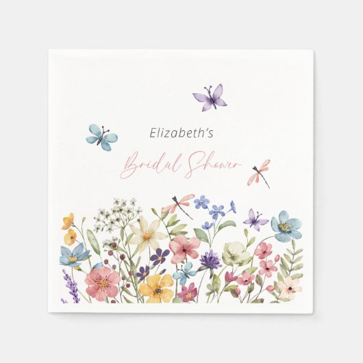 Butterfly Wildblume Garden Brautparty Serviette (Vorderseite)