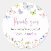 Butterfly-Wildblume Geburtstagsaufkleber Runder Aufkleber (Vorderseite)