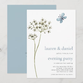 Butterfly Wildblume QR Blue Wedding Abend Party Einladung