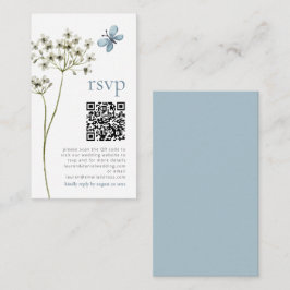Butterfly Wildblume QR Blue Wedding RSVP Card Begleitkarte