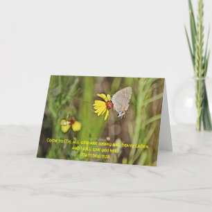 Butterfly Wildblume Scripture Card Matthew 11:28 Karte