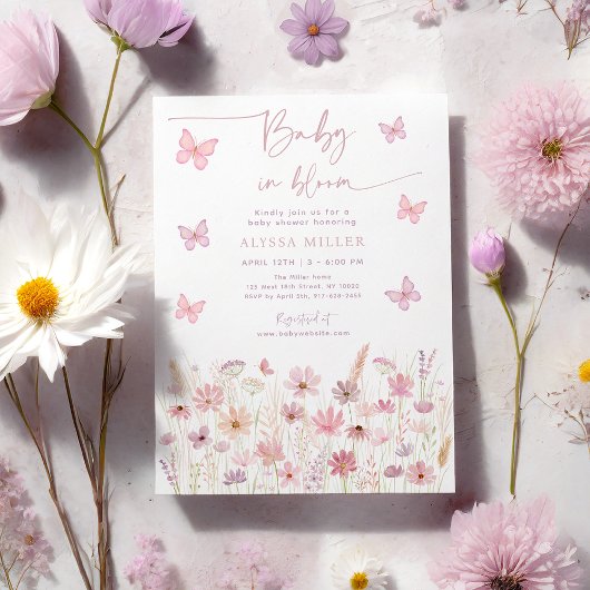 Butterfly Wildblumen Baby in Bloom Baby Dusche Einladung
