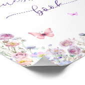 Butterfly Wildblumen Babydusche Gästebuchsignatur Poster (Ecke)