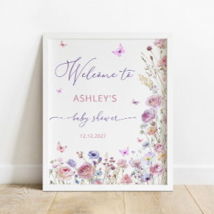 Butterfly Wildblumen Girl Baby Dusche Willkommen Poster