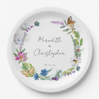 Butterfly-Wildblumen Hochzeit Pappteller