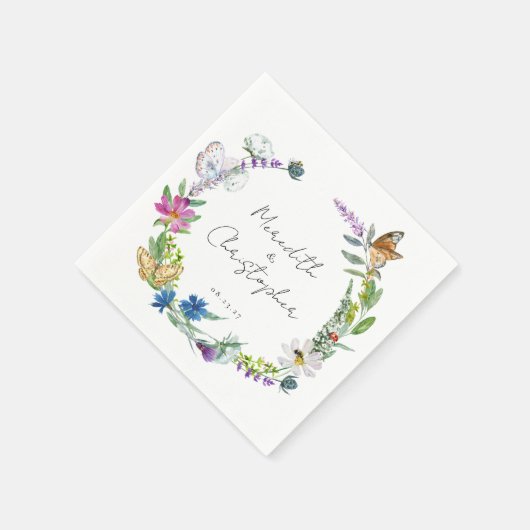 Butterfly-Wildblumen Hochzeit Serviette (Ecke)
