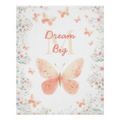 Butterfly-Wildblumen Korallenmonogramm Inspiration Poster (Vorderseite)