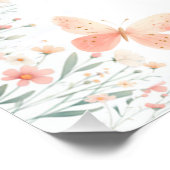 Butterfly-Wildblumen Korallenmonogramm Inspiration Poster (Ecke)