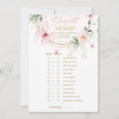 Butterfly-Wildblumen, sagte er, sie habe Spiel ges Einladung (Vorderseite)