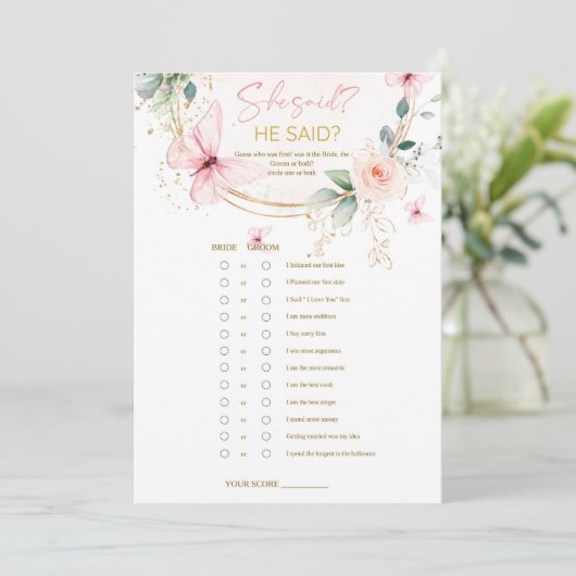 Butterfly-Wildblumen, sagte er, sie habe Spiel ges Einladung (Stehend Vorderseite)