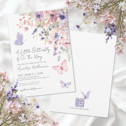 Butterfly Wildflower Baby Shower Einladung