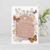 Butterfly Wildflower Baby Shower Invitation Einladung (Stehend Vorderseite)