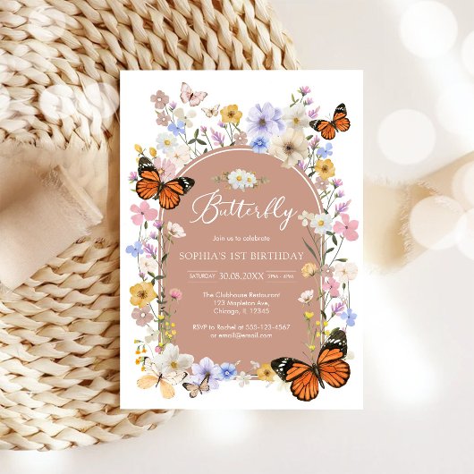 Butterfly Wildflower Baby Shower Invitation Einladung