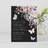Butterfly Wildflower Bridal Shower Einladung (Stehend Vorderseite)