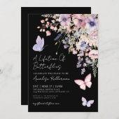 Butterfly Wildflower Bridal Shower Einladung (Vorne/Hinten)