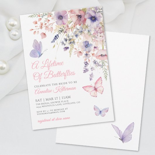 Butterfly Wildflower Bridal Shower Einladung