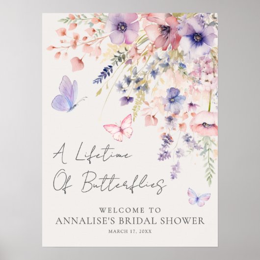 Butterfly Wildflower Bridal Shower Poster (Vorne)