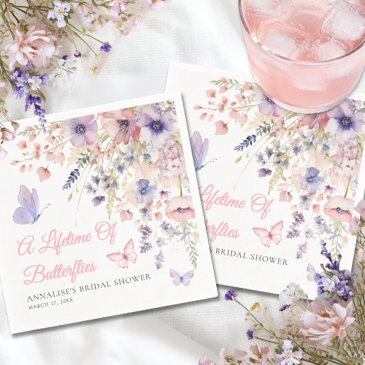 Butterfly Wildflower Bridal Shower Serviette