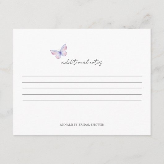 Butterfly Wildflower Recipe Begleitkarte (Rückseite)