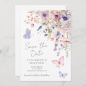 Butterfly Wildflower Wedding Save The Date (Vorne/Hinten)