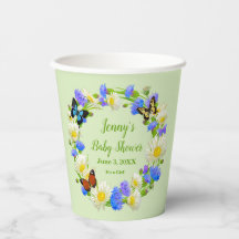 Butterfly Wildlowers Baby Shooting Paper Cups