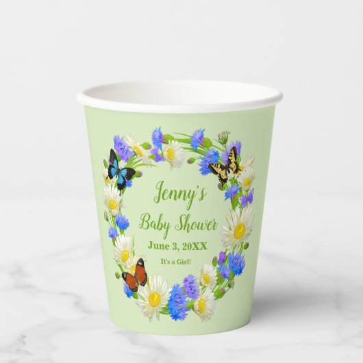 Butterfly Wildlowers Baby Shooting Paper Cups Pappbecher (Vorderseite)