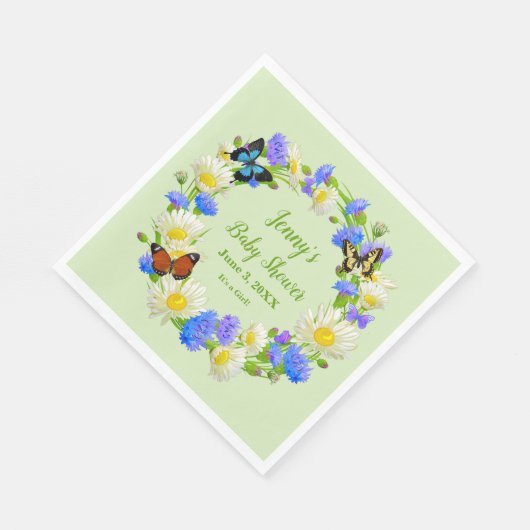 Butterfly Wildlowers Baby Shooting Paper Napkins Serviette (Ecke)