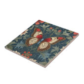 Butterfly William Morris Style Blue & Red Floral Fliese (Seite)