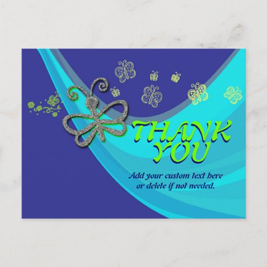 Butterfly Wind Dance Danke, Postcard Postkarte (Vorderseite)