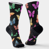 Butterfly Wings Chalk Zeichne Muster Schwarz Socken (Gewinkelt)