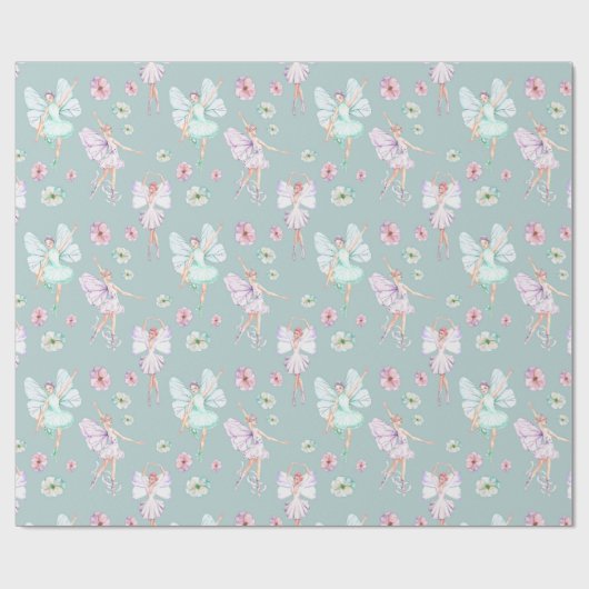 Butterfly Wings Dancing Ballerina Wrapping Paper Geschenkpapier (Flach)