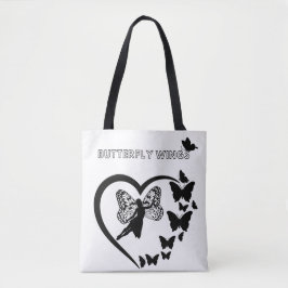 Butterfly Wings Heart Silhouette Tote Bag Tasche